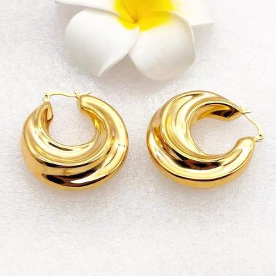 China Customized Gold Plated Trendy Stainless Steel Environmentally Friendly Chunky Hoop Earrings Geometric Earrings 18k for sale