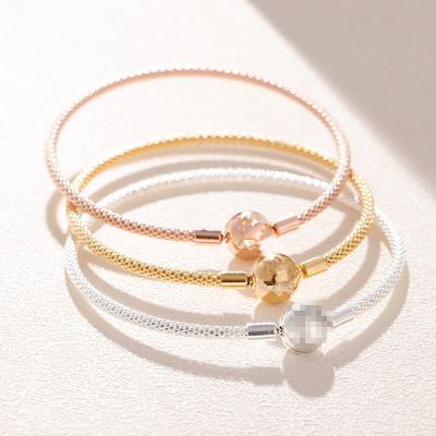 China Sterling Silver Rose Gold Wire Women's Diy Jewelry Bracelets Environmental Friendly Charms For Bangle Charm Bracelet Bangle for sale