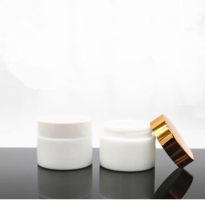 China Eco-freindly 50g Eco-friendly Skin Care Container Opal Glass White Custom Cream Jar for sale