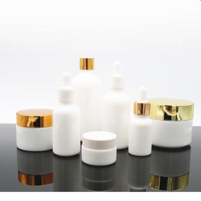 China 100ml Opal Eye White Glass Cosmetic Cream Jar 100g For Face Cream Bottle Cream Cosmetic Jar for sale