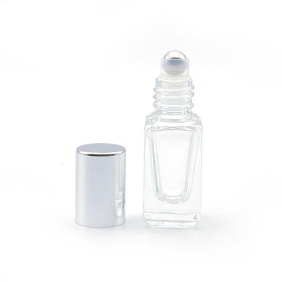 China 5ml 10ml Luxury Bottle Rollerball Steel Perfume Bottle Mini Square Glass Roll On Clear for sale