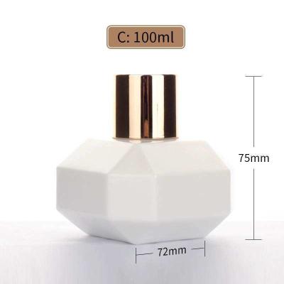 China 100ml Cosmetic Opal Aromatherapy Fragrance Glass Reed Diffuser Bottle Porcelain Custom White for sale