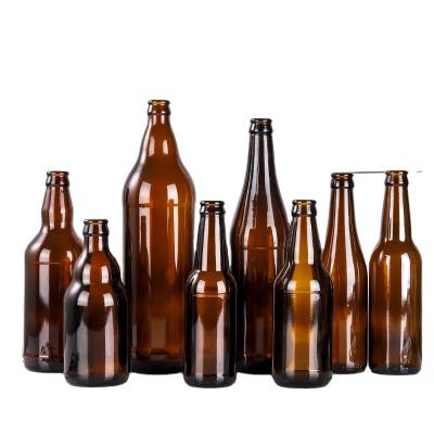 China Wholesale Empty Amber Dark Brown Beer Glass Beverage Bottle 250ml 300ml 330ml 500ml 650ml 750ml 1000ml Glass Bottle For Beer Juice for sale