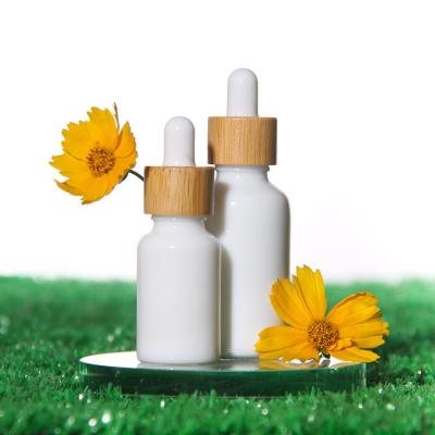 China Luxury Hot Sale Porcelain Essential Oil Bottles Glass Essential Oil Dropper Bottle White With Cap Child Safe for sale