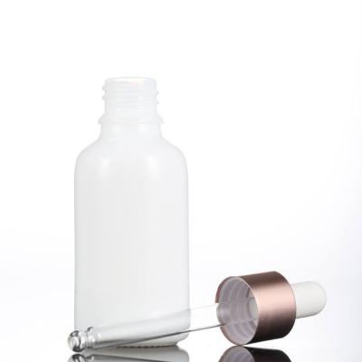 China 10ml 20ml 30ml 50ml 100ml Cosmetic Luxury Empty Opal White Porcelain Glossy Glass Dropper Bottle Of Essential Oil for sale