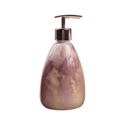 China Creative Marbling Automatic Personal Care Deco Glass Soap Dispenser Bathroom Accessories Set Lotion Shampoo Bottle for sale