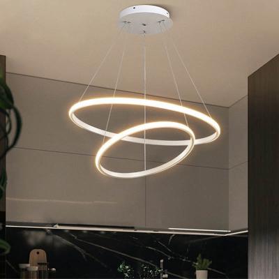 China Black Designer Pedant Lamps Ceiling Art Decoration Hanging Lamp Modern LED Gold Circle Rings Light Bar Dining Kitchen for sale