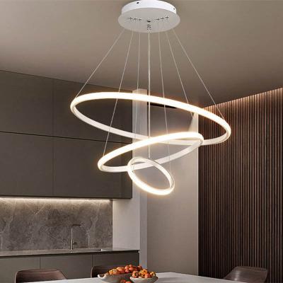 China Modern Modern Pendant Lamp LED 3/4/5 Rings Surround Living Hanging Ceiling Chandelier Dining Kitchen Lighting Fixture for sale