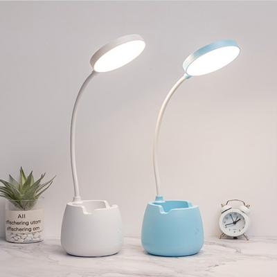 China Convenient Rechargeable Led Table Lamp With Touch Dimmable Desk Lamp Eye Protection With Phone Hoder Pen Container for sale