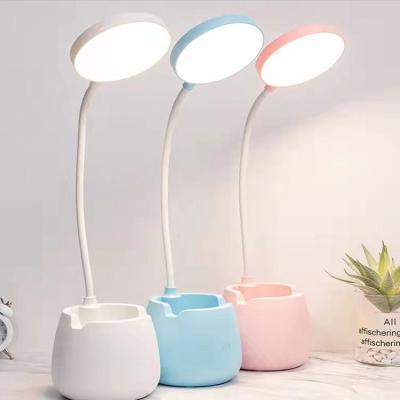 China Convenient LED Desk Lamp with Pen Holder Eye Protection Reading Desk Lamp Gooseneck Bedside Lamp Flexible Indoor Lighting for sale