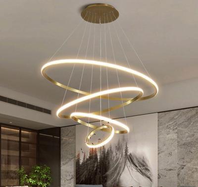 China Simple Modern 2/3/4 Circle Rings LED Pendant Lights For Living Room Dining Room LED Pendant Lamp Ceiling Hanging Light Fixture for sale