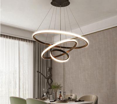 China Simple Modern 2/3/4 Circle Rings LED Pendant Lights For Living Room Dining Room LED Lamp Ceiling Hanging Light Fixture for sale