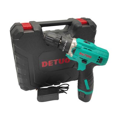 China DETUO Cordless Impact Hand Drill Power Drill Two Speed ​​Screw Drivers Rechargeable Electric Brushless Screwdriver 10mm for sale