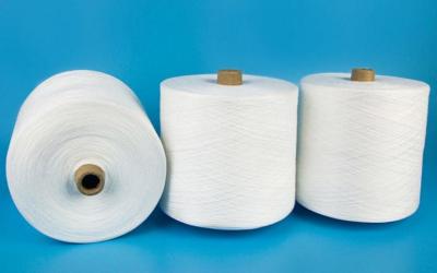 China Paper Cone Raw White Polyester Ring Spun Yarn High Strength And Knotless for sale