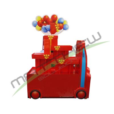 China Supermaket MT Customized Candy Cart School Bus Shaped Cardboard Walmart Pallet Paper Display Stand for sale