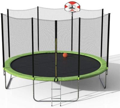 China With Outdoor 12ft Protective Net Trampoline With Basketball Hoop Manufacturers for sale