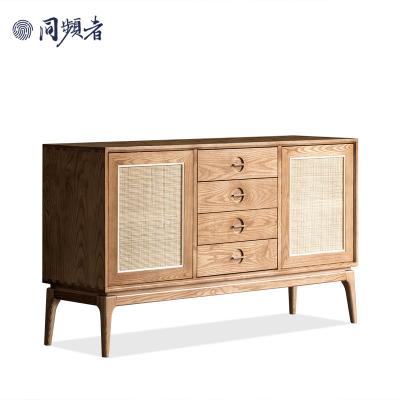 China TPZ047B Modern Wholesale Wooden Rattan Console Sideboard Cabinet With Drawers Design Modern Cafe Dining Furniture Rattan Sideboards for sale