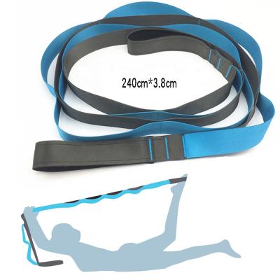 China Polyester 12 Segment Resistance Band Yoga Stretching Strap With Loops Exercise Stretch Yoga Belt for sale