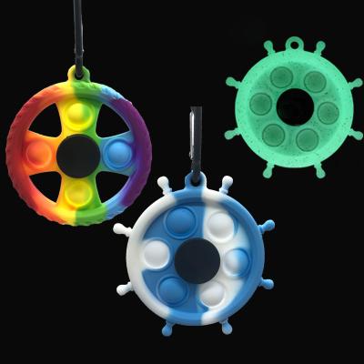 China Silicone Colorful Finger Toys Bubble Gyro Compass Decompression Spinners Sensory Pressure Stress Reliever Toy 7.5*8.2+4.5cm (Carabiner) for sale