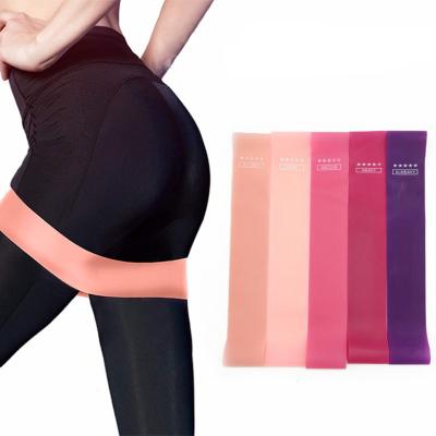 China Silicone Stock 5pcs 1 Set Fitness Workout Hip Circle Resistance Bands Stretch Yoga Band Silicone Expander Home Gym Band for sale