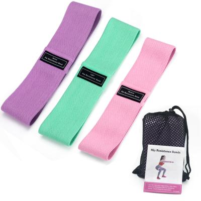 China Polyester Cotton Strap Gym Fitness Polyester Cotton Fabric Resistance Bands Sets Hip Circle Booty Workout Squat Resistance Bands for sale