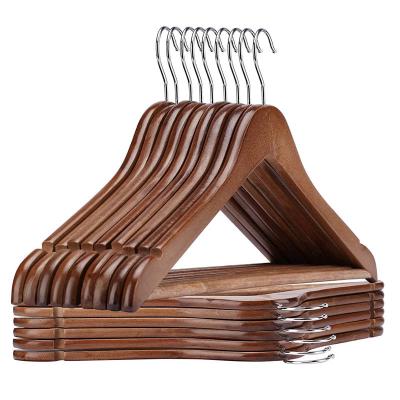 China Modern/ Classic/ Luxury / Natural Wooden Smooth Finished with Trouser Skirt Clips 45cm Wooden Clothes Coat Garment Hangers for sale