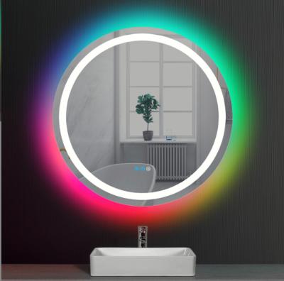 China Illuminated New Smart Bathroom Mirror RGB Color Running Lamp Anti fog Touch Screen LED Luminous Mirror Bathroom for sale