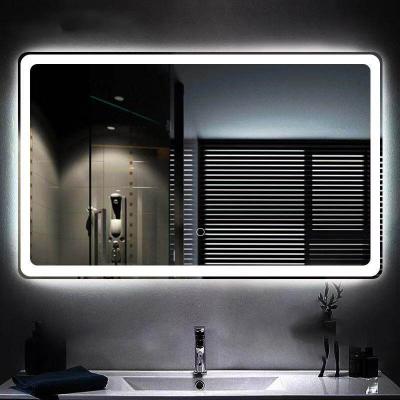 China Illuminated Single Beveled Edge Bath Mirror Wall Vanity Mirror Oversized Bathroom Mirror for sale