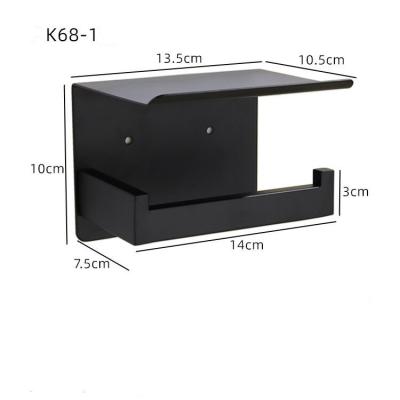 China Wet towel holder Bathroom Black Toilet Paper Holder with Shelf Flushable Wet Paper Dispenser Tissue Box Stainless Steel Toilet Paper Holder for sale