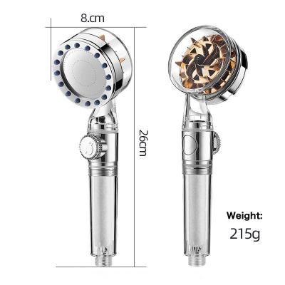 China Without Diverter Modern Water Saving Flow 360 Degrees Turbo Rotating With Fan ABS Rain spray Nozzle 360 Bath Shower Head for sale