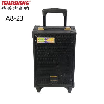 China No New Arrival Temeisheng Trolley Wooden Speaker With PA System Large 8 Inch Subwoofer Outdoor Bass Sound Box for sale