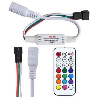 China Controller RF21Keys Mini Remote Controller DC5-24V Pixel RGB LED Lights Controller 2048 Full Color LED Controller Points for sale