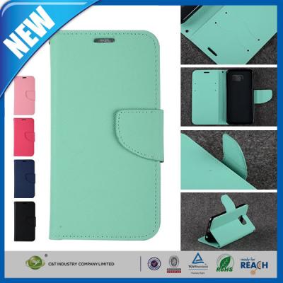 China PU Leather Wallet Flip Samsung Galaxy S6 Case With Card Slots Stand for sale