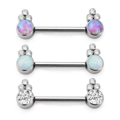 China Cor de aço brilhante dos anéis 14G 1.6mm do bocal de Opal Gems Pure Titanium G23 à venda