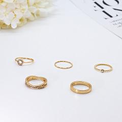 China anéis da joia da forma de Moissanite do ouro de Ring Set Hug Adjustable Alloy do casamento do titânio 5pcs à venda