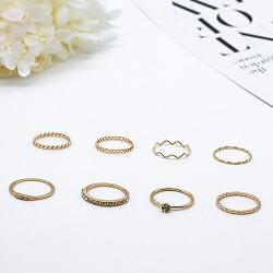 China Casamento ajustável Ring Set Alloy Gold Transparent Diamond Ring 5pcs do titânio do abraço à venda