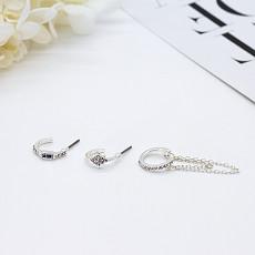 China Silver Suit Diamond Cartilage Hoop Earrings Princess Cut Diamond Stud Earrings à venda