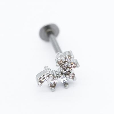 China Brinco claro do parafuso prisioneiro da joia 16G 8mm Labret das perfurações de Labret das gemas do zircão à venda