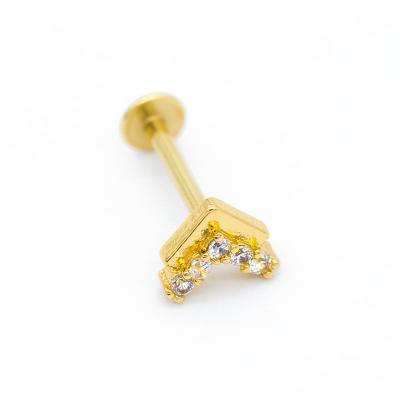 China Parafuso prisioneiro claro 16ga 1.2mm do nariz de Labret da forma de Crystal Gems Labret Piercing Jewelry V à venda