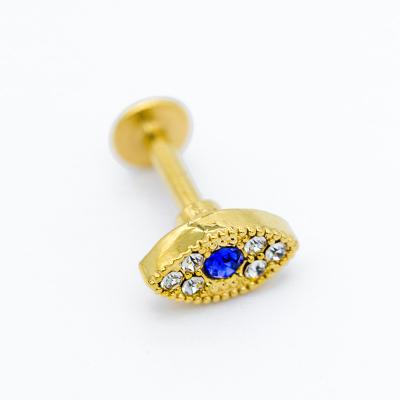 China A joia vertical de aço cirúrgica 8mm Labret chapeado ouro de Labret enche à venda