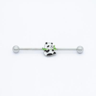 China Esmalte bonito Panda Industrial Bar Piercing Jewelry 316 38mm de aço inoxidável à venda