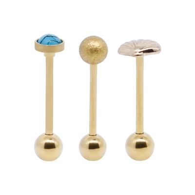 China Pedra azul de turquesa que engole a língua Ring Barbell Golden 16mm à venda