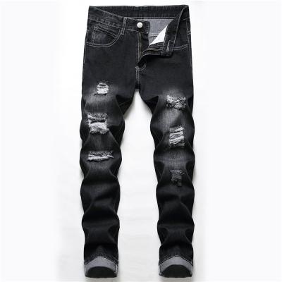 China Men's Breathable Ripped Skinny Jeans Ripped Stretchy Destroyed Denim Long Streetwear Slim Pants for sale