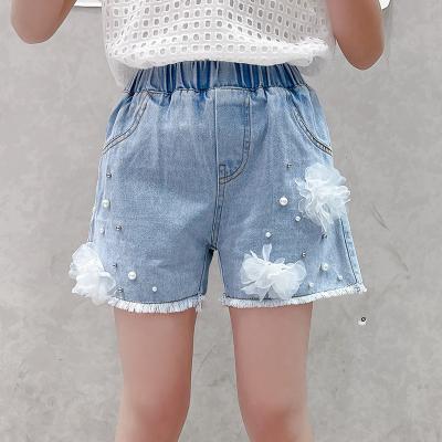 China Breathable Brace Polka Dot Girls' Upper Denim With Hole Shorts Foreign Trade Suit Children's Fashion Clothes for sale