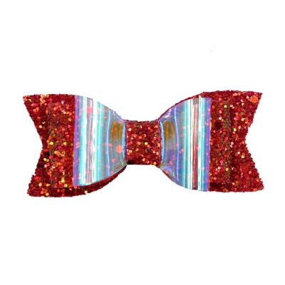 China Fashionable Wholesale PVC Glitter Luminous Hair Bows Clips For Kids Girl Cute Hair Accessories for sale