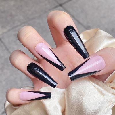 China Nail Art Salon French Press Nails On Coffin Extra Long Ballerina Fake Nails Fake Nails for sale