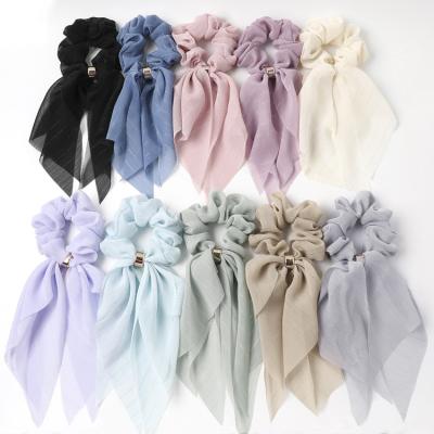 China Large Chiffon Bow Tie Hair Band Scrunchie Elastic Hair Band Scrunchie Rope Ponytail Holder UL200407002 for sale