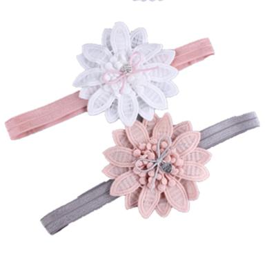 China Fabric Factory Price Children's Hair Accessories Lace Up Elastic Flower Headband Baby Hair Band for sale