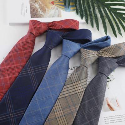 China High Quality Cotton 7.5cm Cotton Plaid Stripe Business Tie For Men for sale