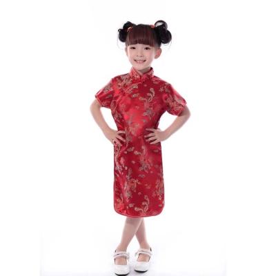 China Chinese Style Silk Qipao Kids Cheongsam Dress Girls Dress for sale